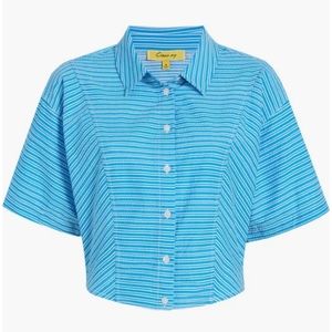 🆕️NWT Circus NY Nicole Stripe Cotton Seersucker Button-Up Shirt, Size XL